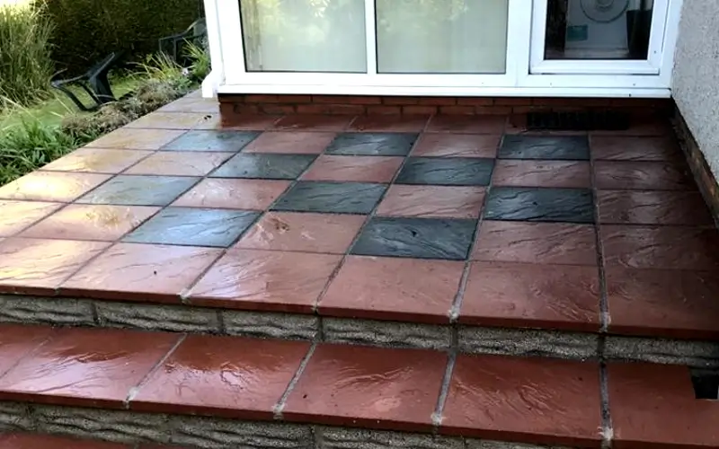 Tiled patio after laying